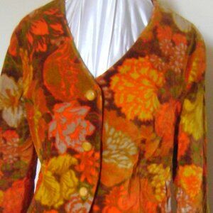 Cotton Velour Woman's Jacket and Skirt,  Two Piece Skirt Suit, Vintage